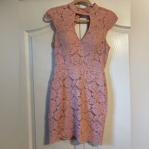 Elegant Lace Pink Dress